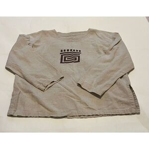 Vintage Southwest Indian Foundation brown 55% linen long sleeve top